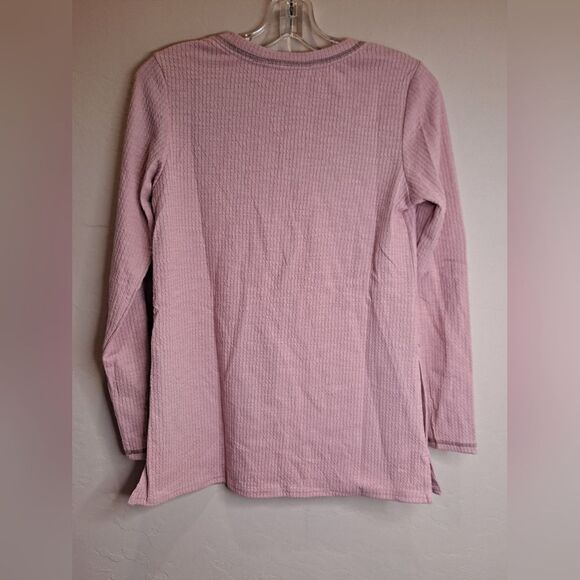 Soft Surroundings Oversized Pink Waffle Long Sleeve V-Neck W Side Pocket… - Picture 6 of 7